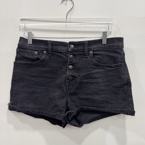 J. Crew Factory Button Front Denim Shorts in Washed Black Size 29 - Picture 1 of 7